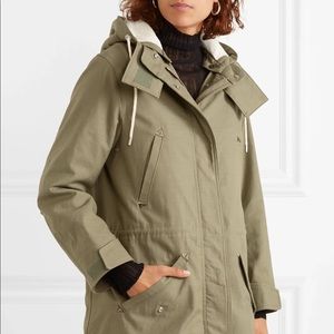 Rag & Bone Penelope green faux shearling lined parker